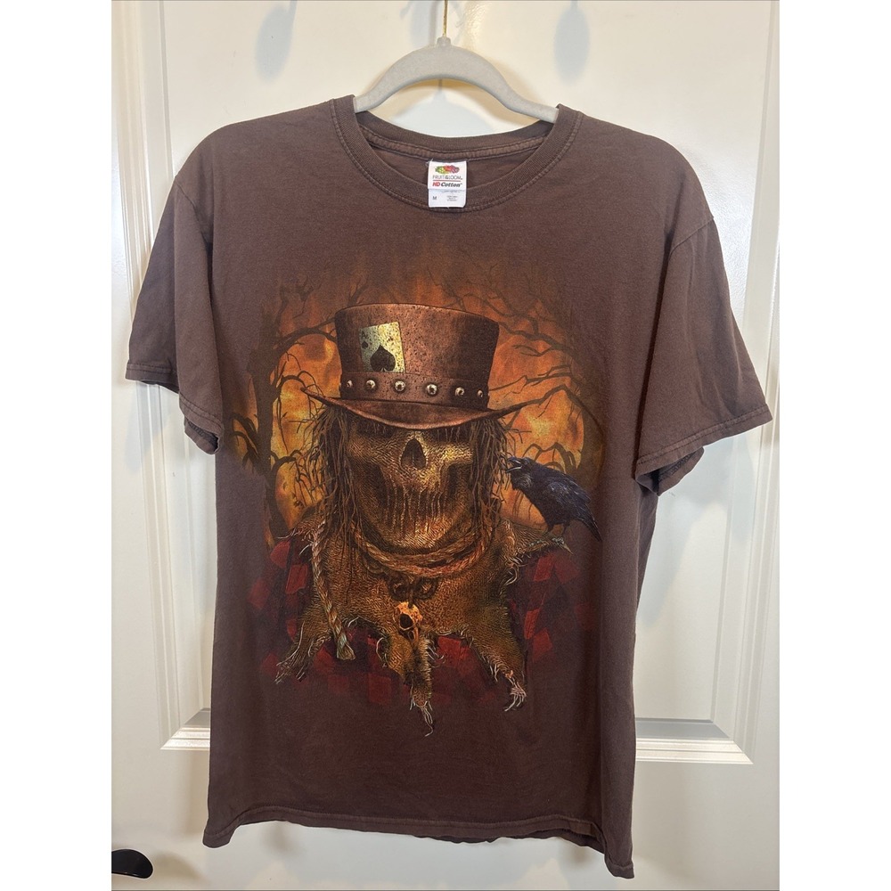 Vtg Fruit Of The Loom Scarecrow Skeleton T-Shirt Medium Horror Halloween READ